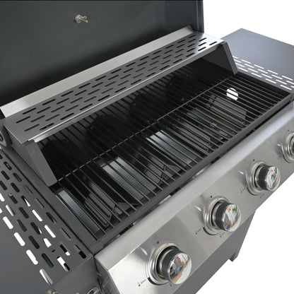 Propane Gas Grill with 4 Stainless Steel Burners 34,000 BTUs Black
