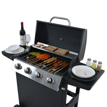 Propane Gas Grill with 4 Stainless Steel Burners 34,000 BTUs Black