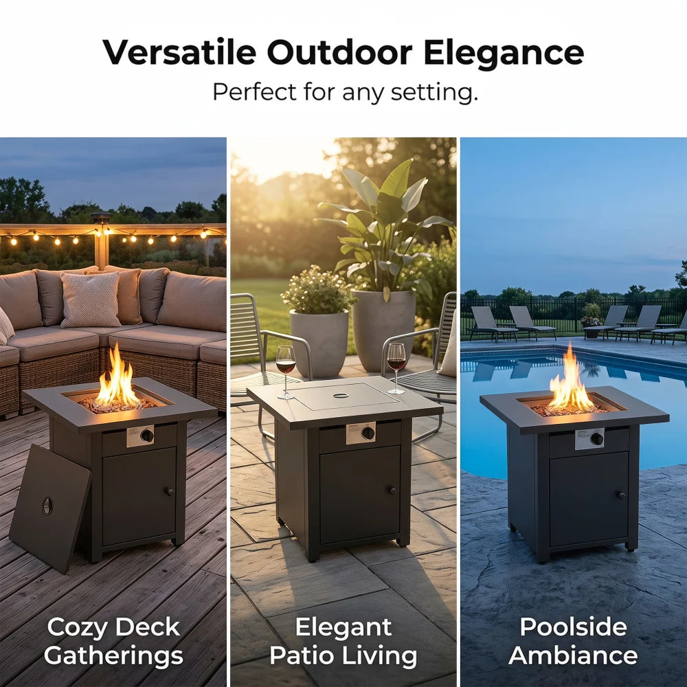 Compact 28 inch fire pit table in Mocha finish