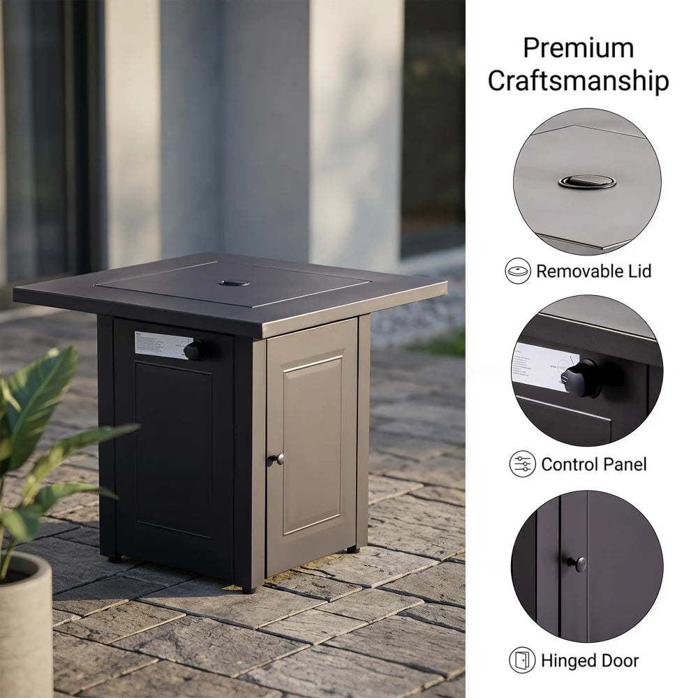 Square propane fire pit table premium craftsmanship details