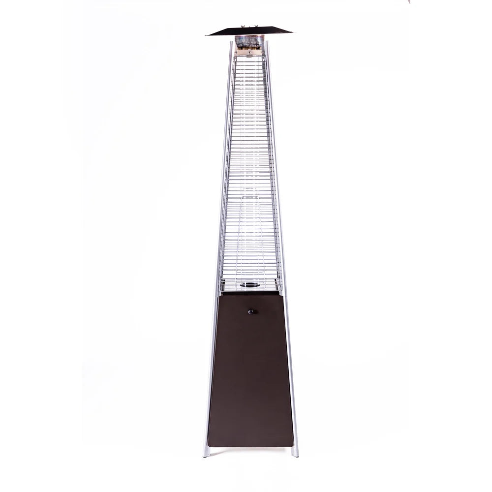 Brown tower patio heater with quartz glass flame tube