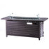 Mocha propane fire pit table with glass wind guard and decorative fire beads