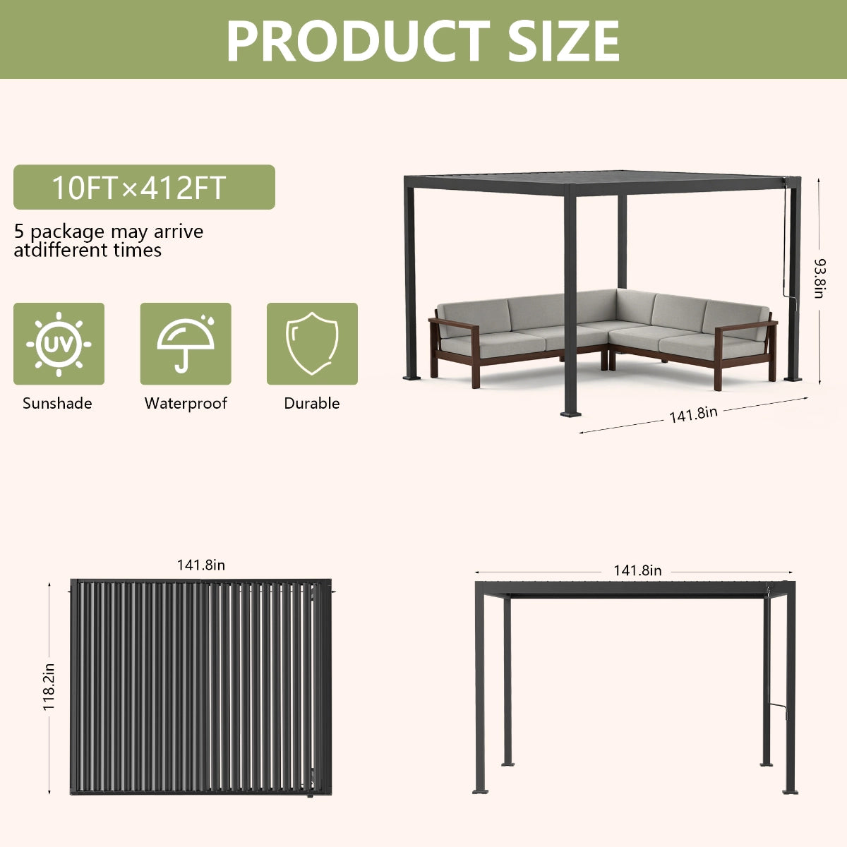 Modern Louvered Roof Outdoor Pergola