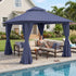Navy Blue 10x10 outdoor gazebo beside pool and patio seating