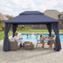Navy Blue 13x10 outdoor gazebo beside pool and patio seating