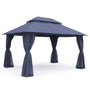 Navy Blue 13x10 soft top patio gazebo with curtains
