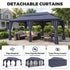 Navy blue patio gazebo with detachable privacy curtains