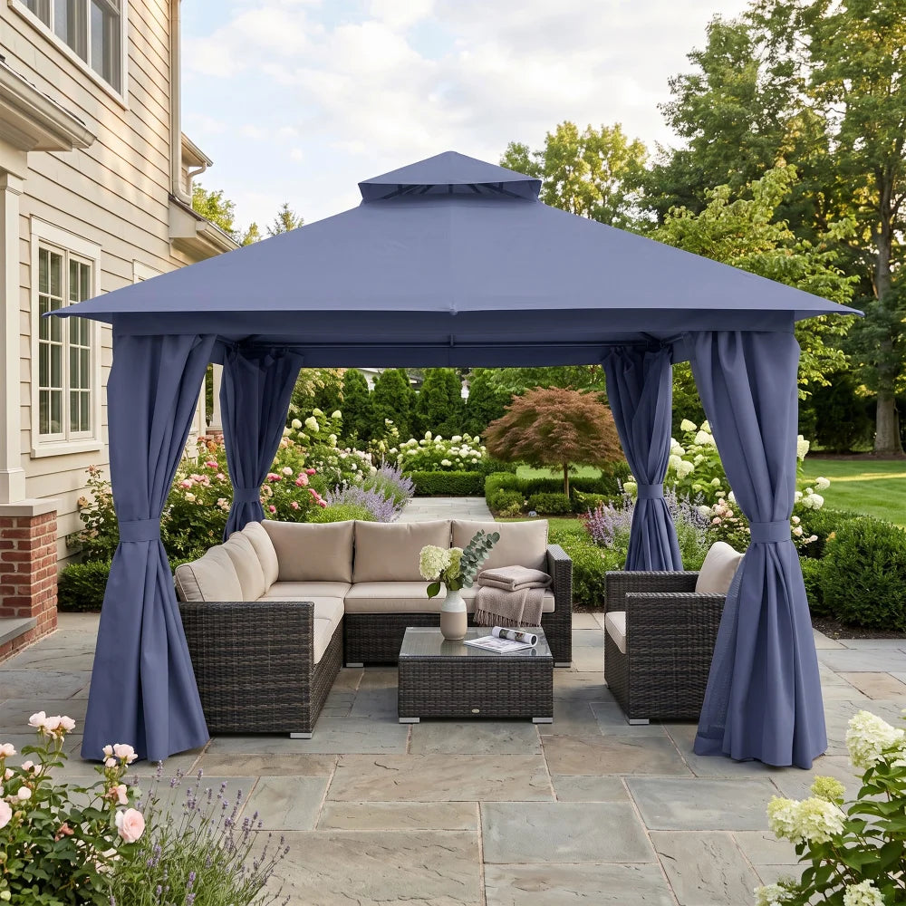 Navy Blue 12x12 outdoor gazebo for backyard seating area