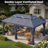 Navy blue gazebo with double-layer ventilated soft top roof