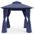 Navy blue 8x8 soft top patio gazebo with curtains