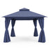 Navy Blue 12x12 soft top patio gazebo with curtains