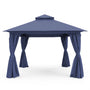Navy Blue 12x12 soft top patio gazebo with curtains
