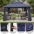 Navy Blue soft top gazebo with reinforced frame and curtain details