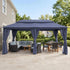 Navy blue rectangular patio gazebo for outdoor seating