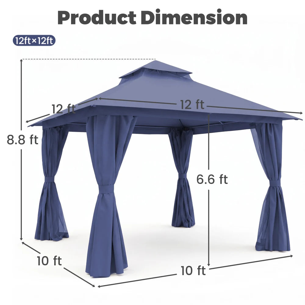 Navy Blue 12x12 patio gazebo product dimensions