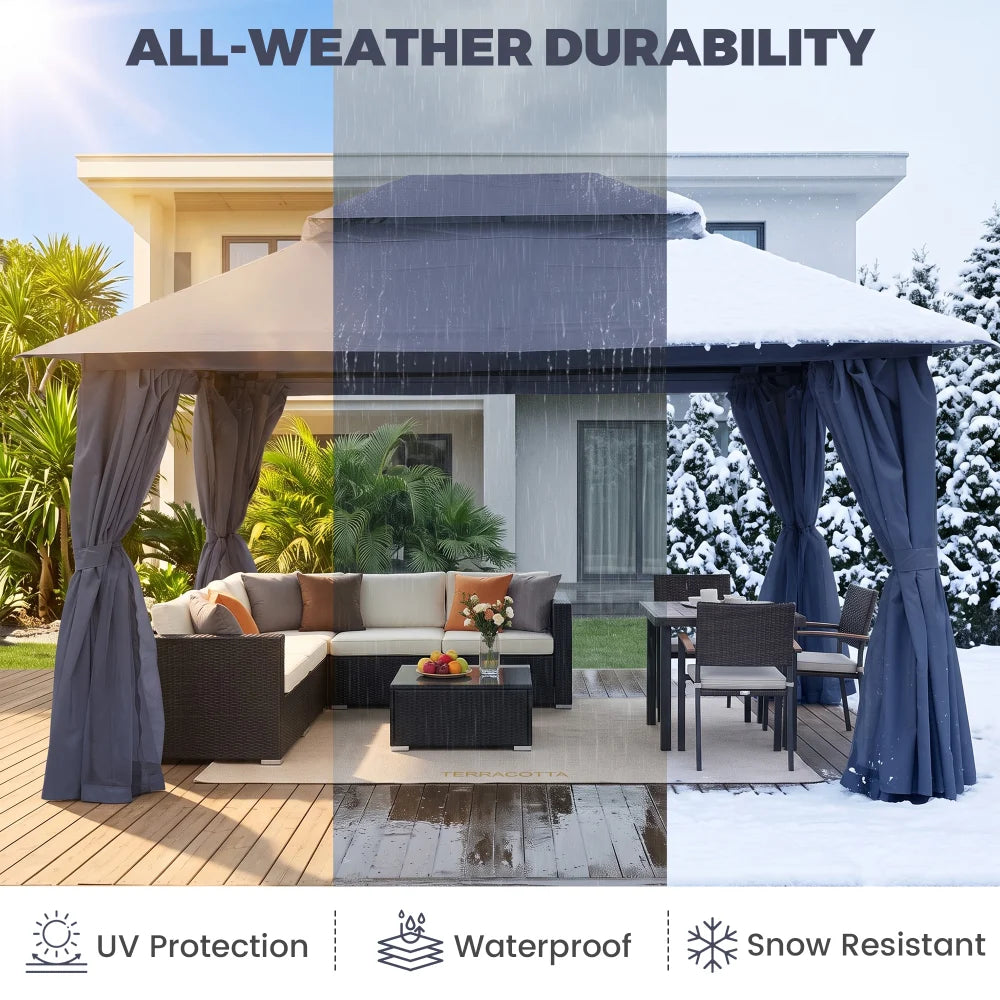 Weather-resistant Navy Blue 13x10 gazebo with UV and rain protection