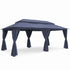 Navy blue rectangular soft top patio gazebo with curtains