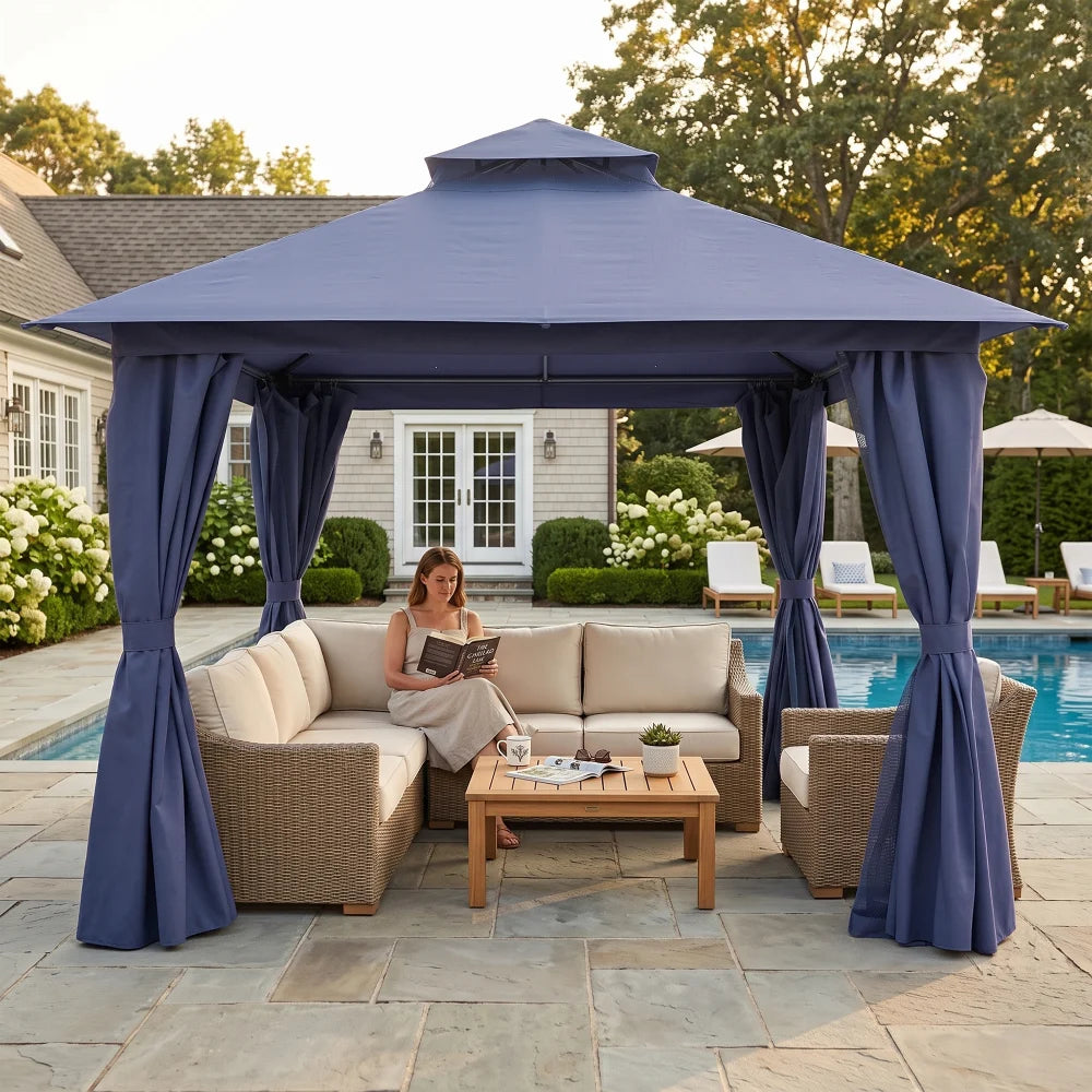 Navy Blue 12x12 outdoor gazebo for patio seating