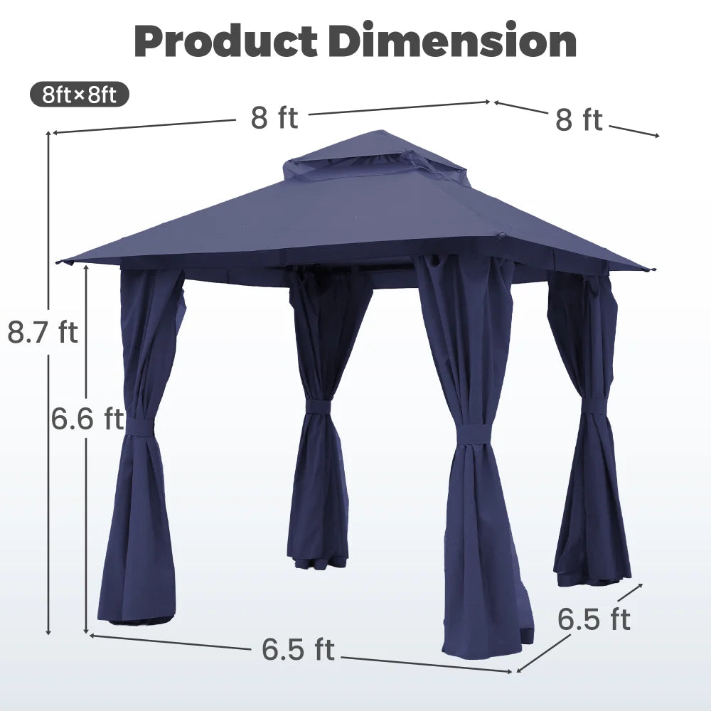 Navy blue 8x8 patio gazebo product dimensions