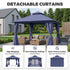 Navy Blue 12x12 gazebo with detachable privacy curtains