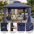 Navy Blue soft top gazebo with reinforced frame and curtain details