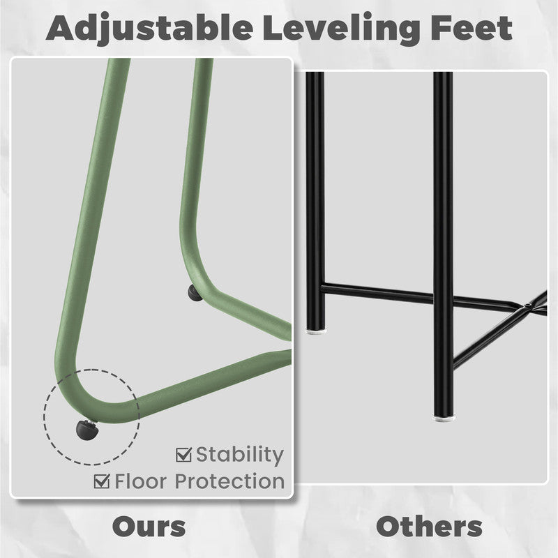 Yardgrace pea green outdoor metal round side table with adjustable leveling feet and protective finish