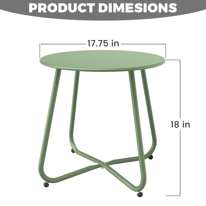 Yardgrace pea green outdoor metal round side table with 18 inch round tabletop dimensions