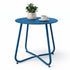 Yardgrace peacock blue outdoor metal round side table with detachable tabletop and steel frame