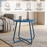 Yardgrace peacock blue metal round side table used beside indoor seating for a compact surface