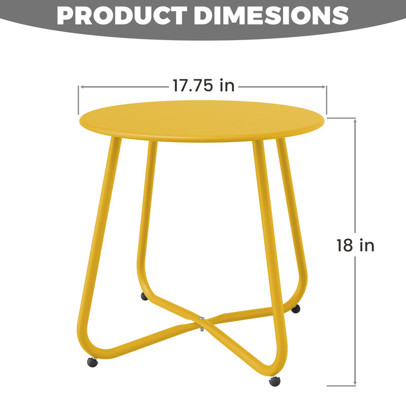 Yardgrace yellow outdoor metal round side table with 18 inch round tabletop dimensions