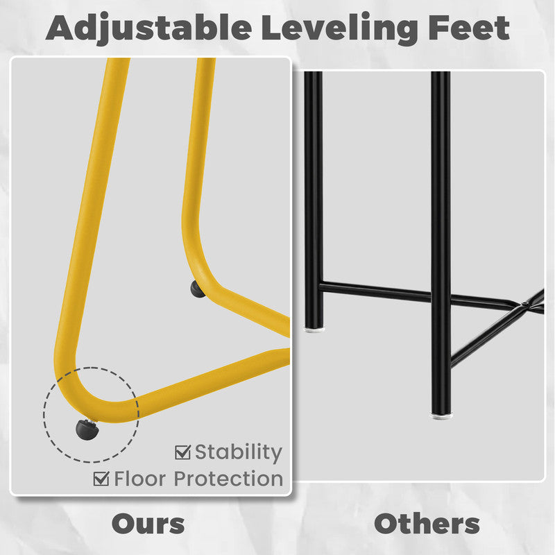 Yardgrace yellow outdoor metal round side table with adjustable leveling feet and durable coating details