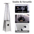 Silver outdoor tower patio heater with stable base and wheels