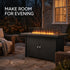 Outdoor fire pit table creating a warm center for evening seating
