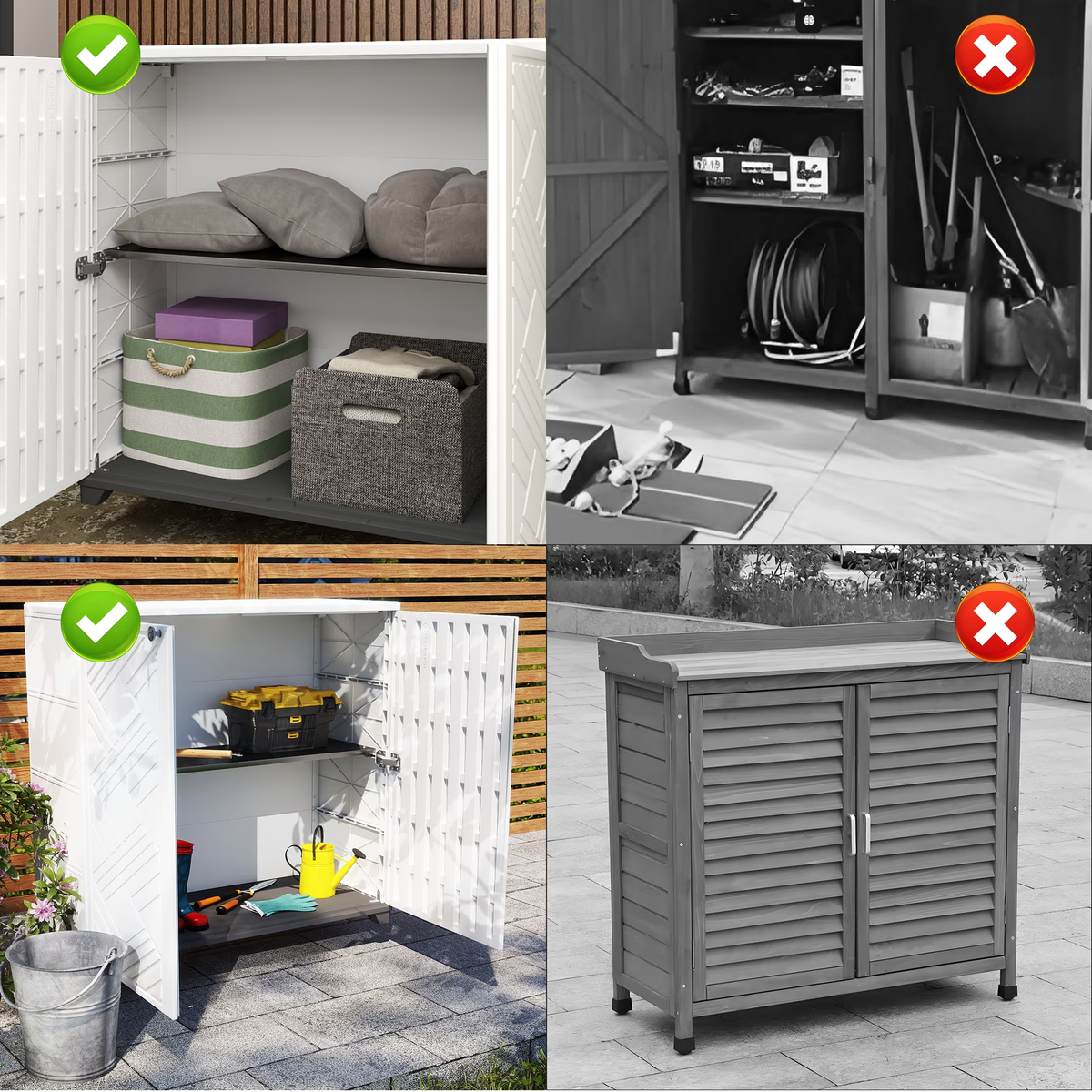 Yardgrace 34" Corner Outdoor Storage Cabinet, Weatherproof Resin Diamond Shed for Small Spaces, Black Or White