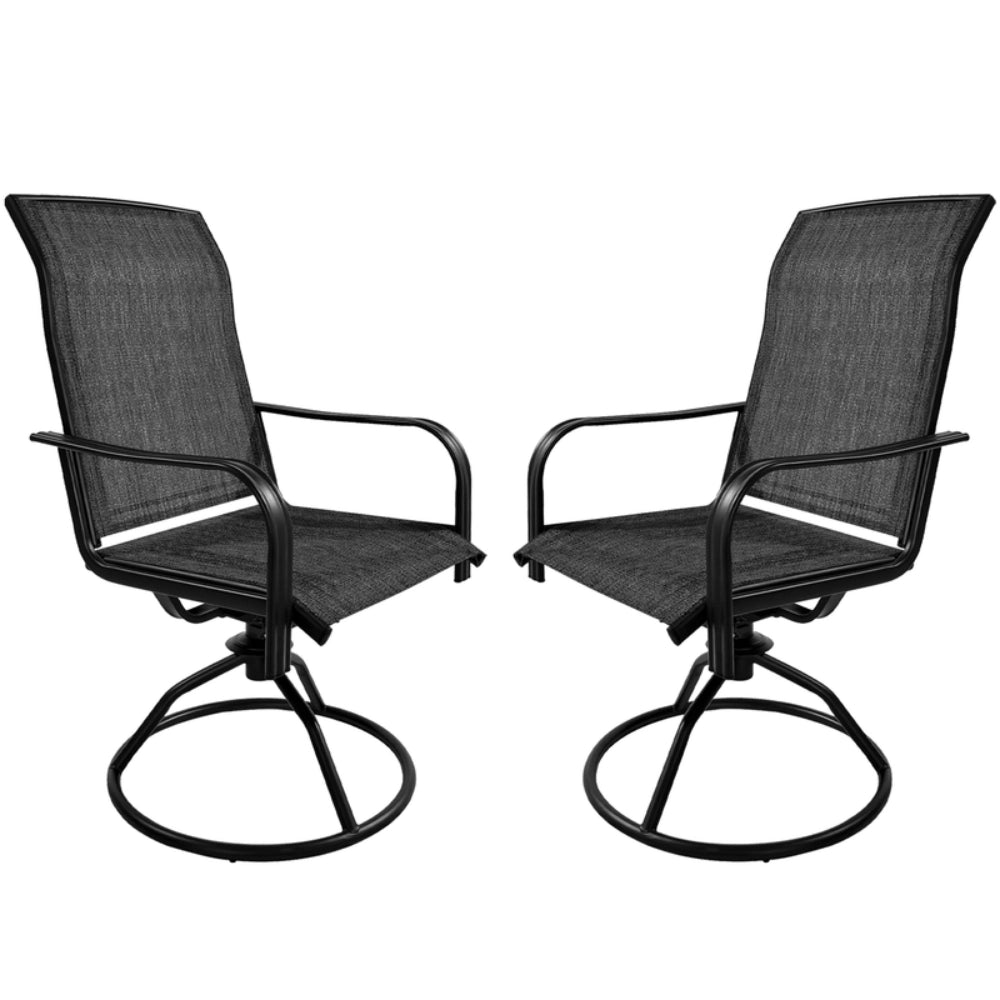 Yardgrace gray swivel patio dining chairs set of 2 with high back design and metal rocking frame for outdoor seating