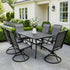 Yardgrace outdoor patio dining set with six swivel chairs and rectangular table arranged in a backyard space