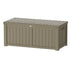Large outdoor deck box used for cushion storage beside patio seating