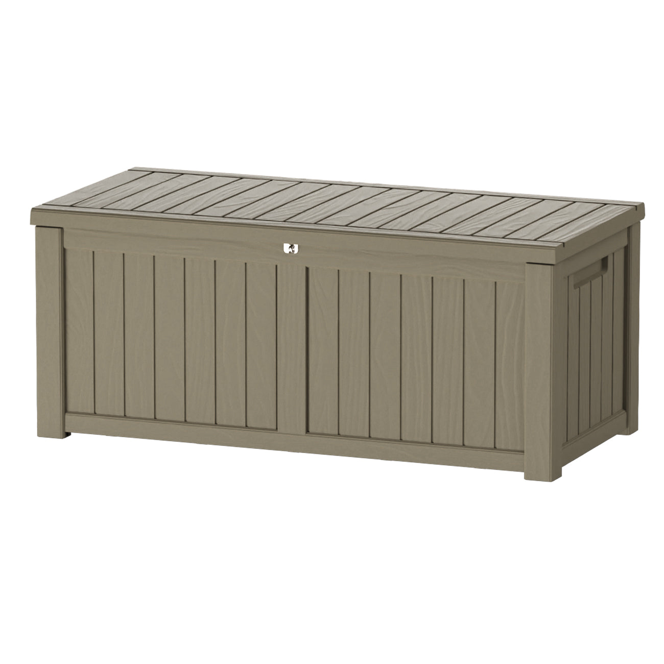 120 Gallon Outdoor Storage Box, Resin Deck Box, Waterproof , Lockable, UV-Resistant, Coffee