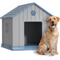 Medium Square Dog House, Weatherproof Plastic Kennel with Raised Floor & Ventilation, Indoor/Outdoor Shelter for Small to Medium Dogs (31.2''x33.7''x32.5'')