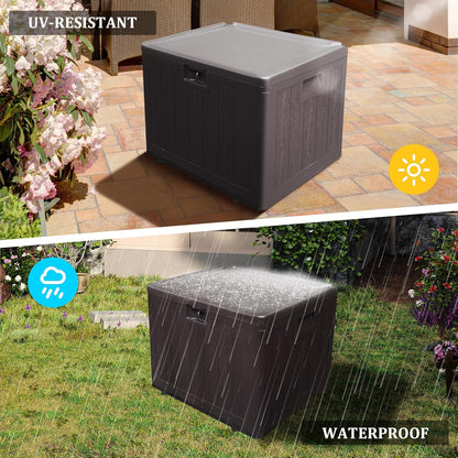 33 Gallon Pro Lockable Resin Deck Box, Waterproof Outdoor Storage Box for Patio Furniture, Garden Tools, Pool Accessories, UV-Resistant Outside Delivery, Brown