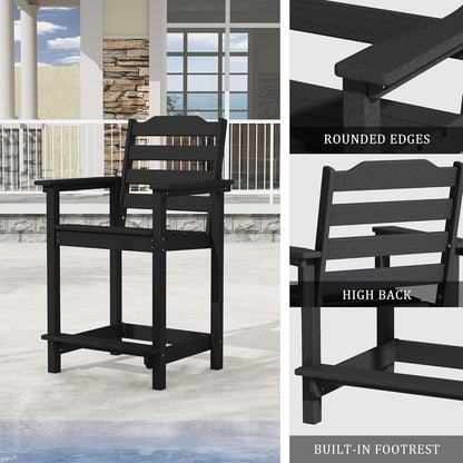 Yardgrace Tall Adirondack Chair, HDPE Bar Height Indoor&Outdoor Chair, All Weather Resistant Adirondack Outdoor Bar Stools for Balcony, Porch Kitchen, Bistro, Poolside, Backyard