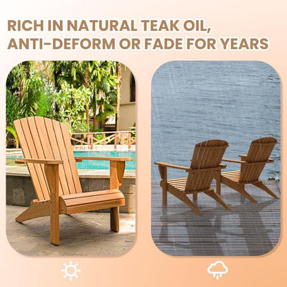 【Flash Sale】Yardgrace Teak Wood Adirondack Chair Wide Armrest, Durable and Weather Resistant, Garden Furniture for Outdoor, Patio or Beach, Deck, Lawn, Swimming Pool, Backyard or Terrace