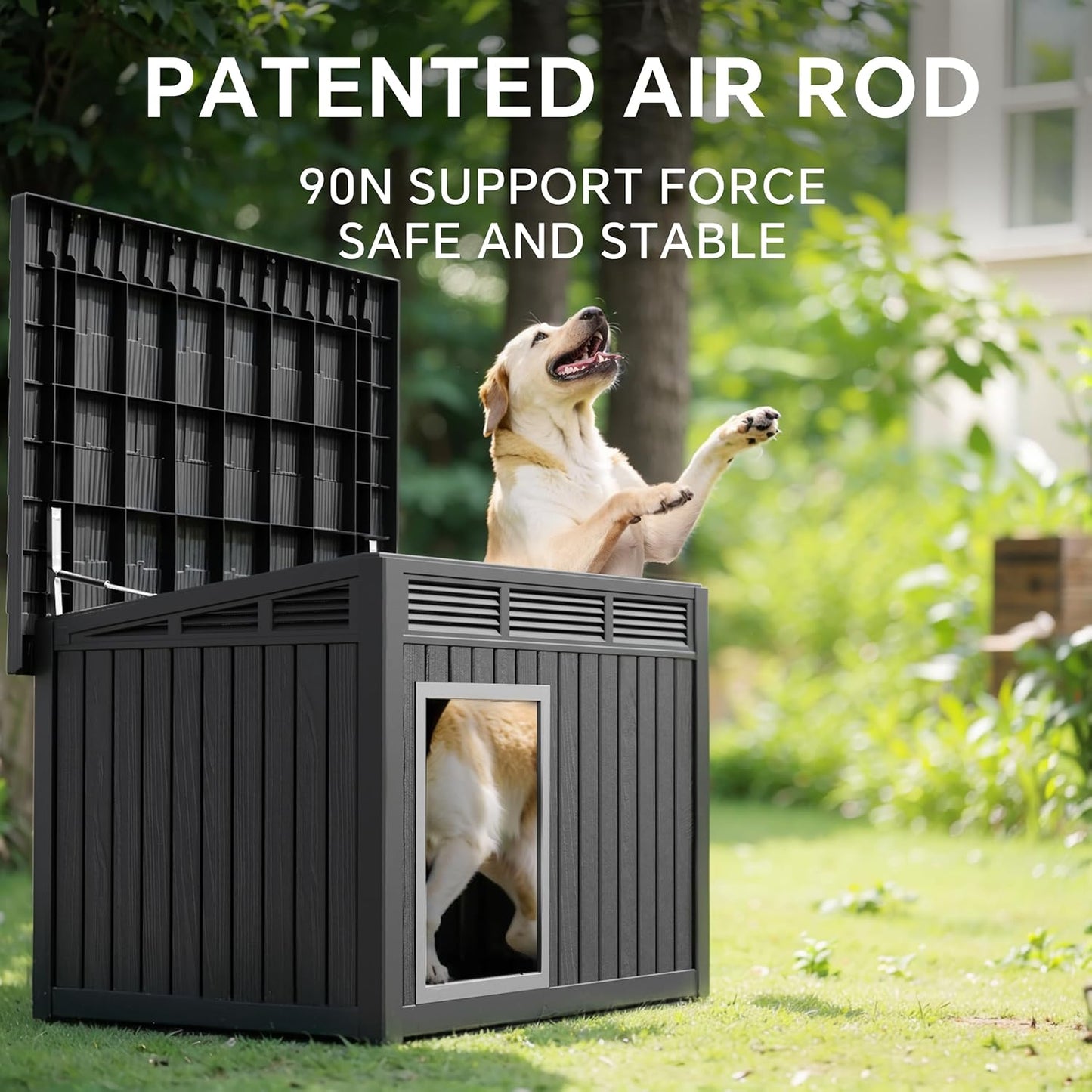 Yardgrace Dog House for Both Indoor and Outdoor with Weatherproof Roof Removable Floors for Medium to Large Dogs Interior Space (Black, Large (42.87 * 32.95 * 31.61''))