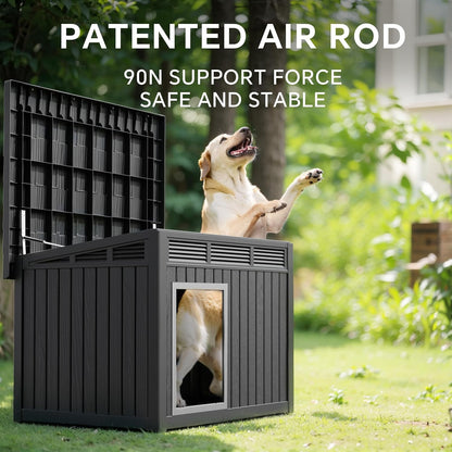 Yardgrace Dog House for Both Indoor and Outdoor with Weatherproof Roof Removable Floors for Medium to Large Dogs Interior Space (Black, Large (42.87 * 32.95 * 31.61''))