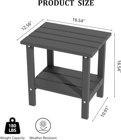 Yardgrace Outdoor Side Table,2-Tier Adirondack HDPE Small Patio Table for Porch, Yard, Weather Resistant, Outside or Indoor
