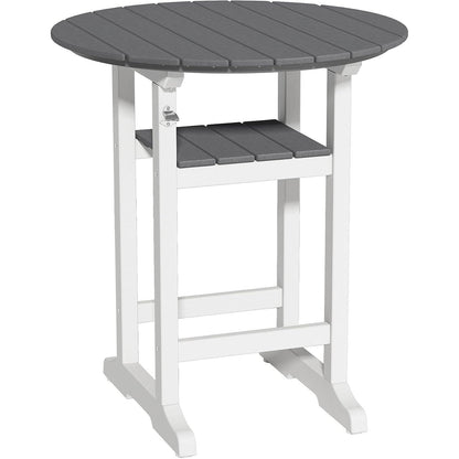 Outdoor Bar Table, 35 Inch Round Side Table, All Weather Counter Height Table with Built-in Footrest, for Backyard, Garden, Indoor Outdoor Companion