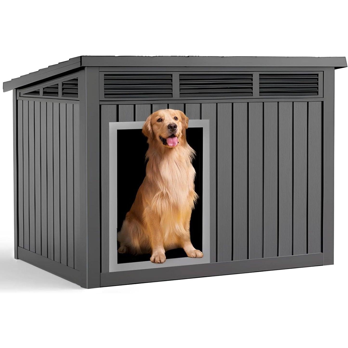 Yardgrace Dog House for Both Indoor and Outdoor with Weatherproof Roof Removable Floors for Medium to Large Dogs Interior Space (Black, Large (42.87 * 32.95 * 31.61''))