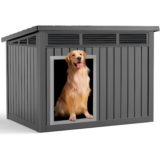 Yardgrace Dog House for Both Indoor and Outdoor with Weatherproof Roof Removable Floors for Medium to Large Dogs Interior Space (Black, Large (42.87 * 32.95 * 31.61''))