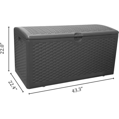 80 Gallon Plus Lockable Resin Deck Box, Waterproof Outdoor Storage Box for Patio Furniture, Garden Tools, Pool Accessories, UV-Resistant Outside Delivery, Black