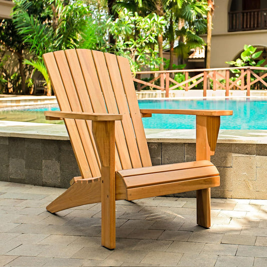 【Flash Sale】Yardgrace Teak Wood Adirondack Chair Wide Armrest, Durable and Weather Resistant, Garden Furniture for Outdoor, Patio or Beach, Deck, Lawn, Swimming Pool, Backyard or Terrace